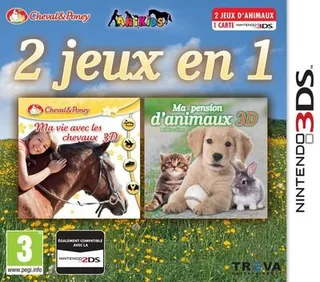 2 jeux in 1 Cheval & Poney : Ma vie avec les chevaux 3D + Ma pension d'animaux 3D - Bébés câlins