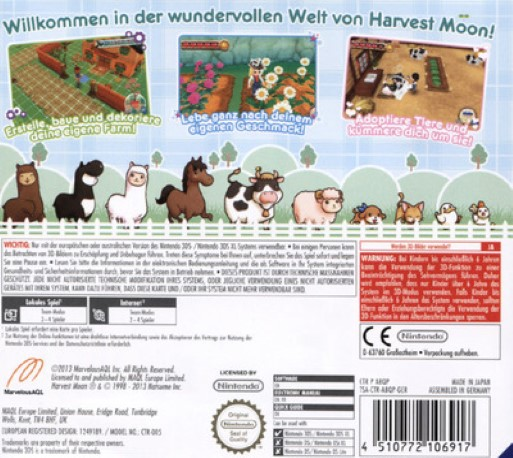 Harvest Moon 3D: A New Beginning - Dos