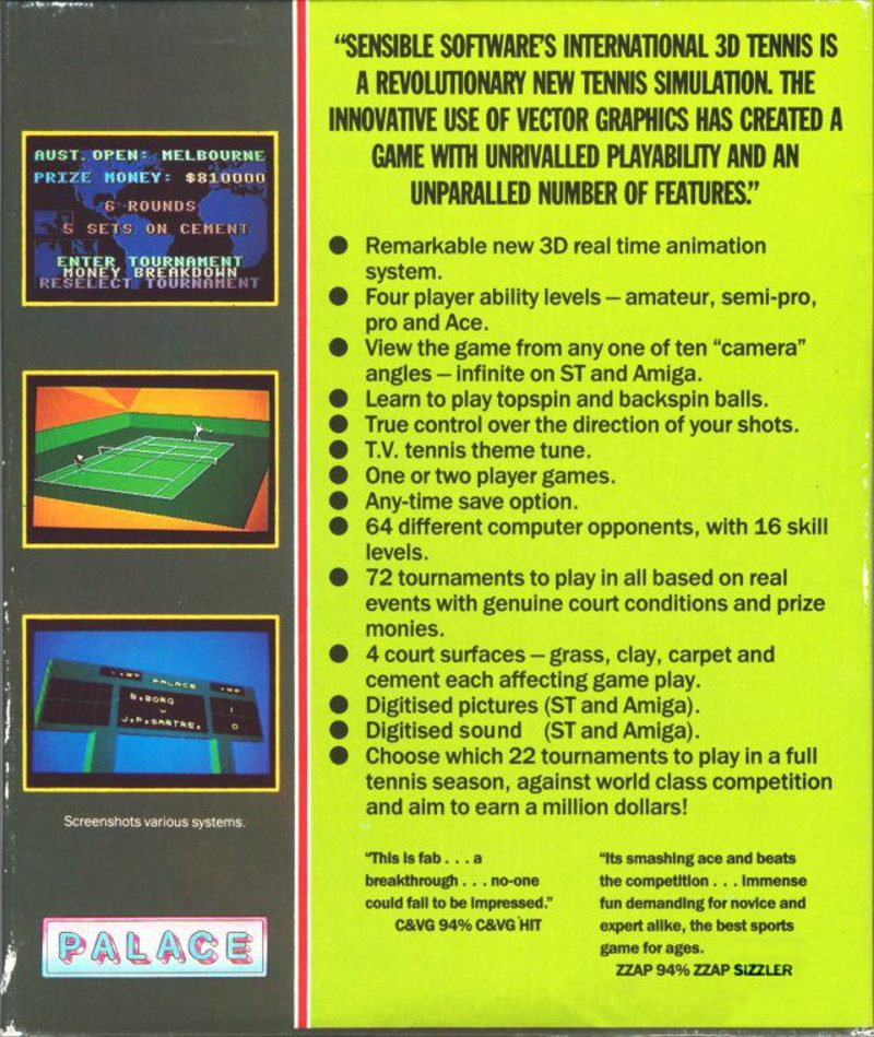International 3d Tennis - Dos