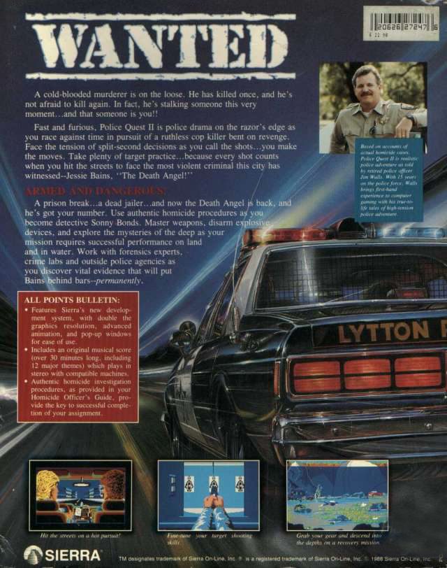 Police Quest II - The Vengeance - Dos