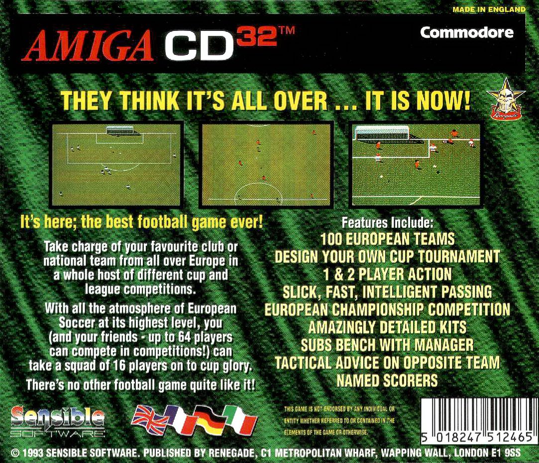 Sensible Soccer - European Champions - 92/93 Edition - Dos