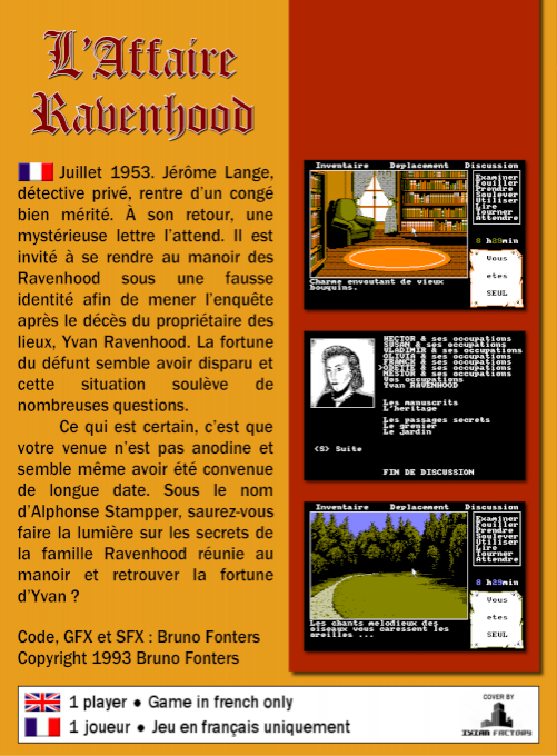 L' Affaire Ravenhood - Dos