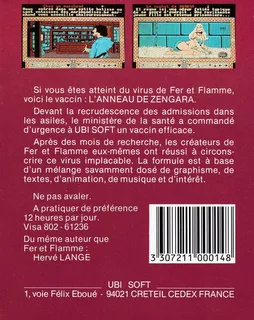 L'Anneau de Zengara - Dos
