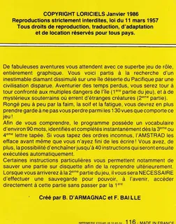 Le Diamant de l'Ile Maudite - Dos