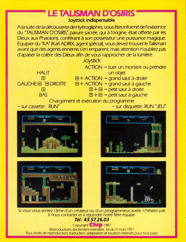 Le Talisman d'Osiris - Dos