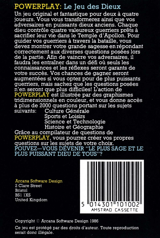 Powerplay : Le Jeu Des Dieux dos