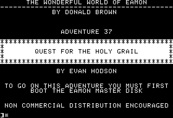 Eamon 037 - Quest for the Holy Grail