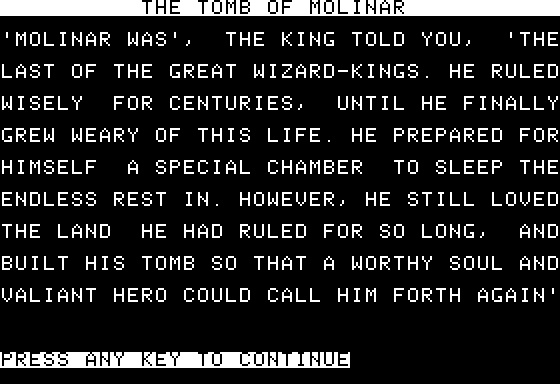 Eamon Adventure #011 - The Tomb of Molinar
