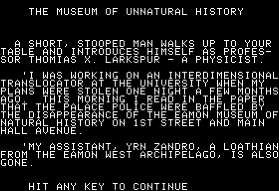 Eamon Adventure #039 - Museum of Unnatural History