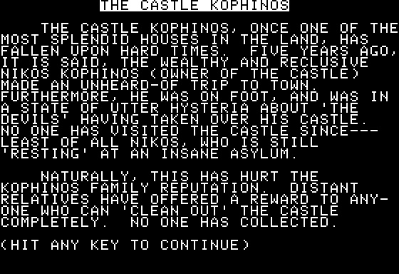 Eamon Adventure #049 - The Castle Kophinos