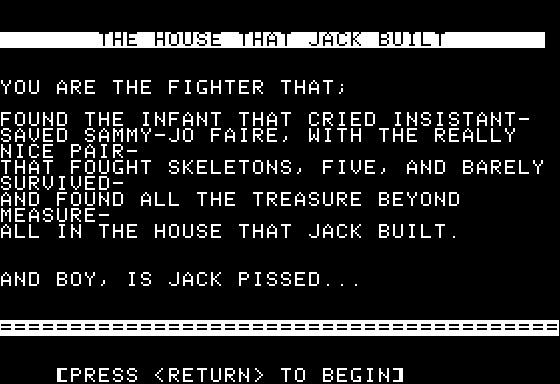 Eamon Adventure #173 - The House That Jack Built