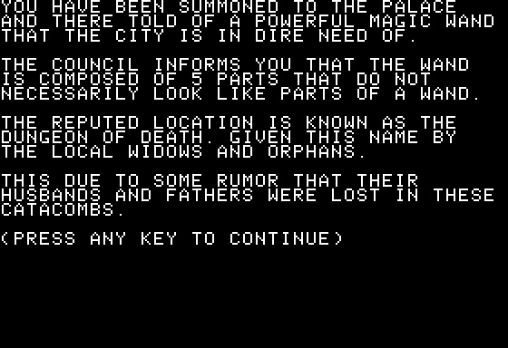 Eamon Adventure #199 - Quest of the Crystal Wand