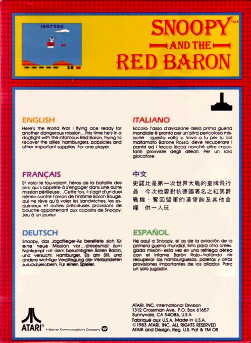 Snoopy And The Red Baron - Dos