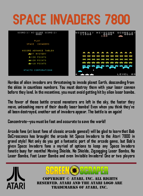 Space Invaders 7800 - Dos