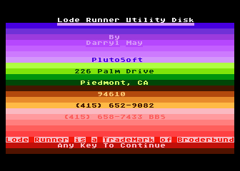 Lode Runner Utility Disk