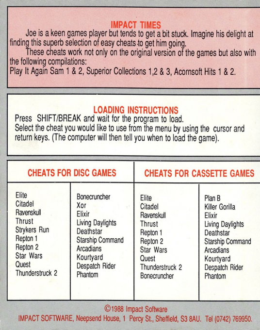 Cheat It Again, Joe - Dos