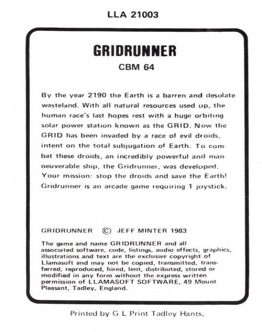 Gridrunner - Dos