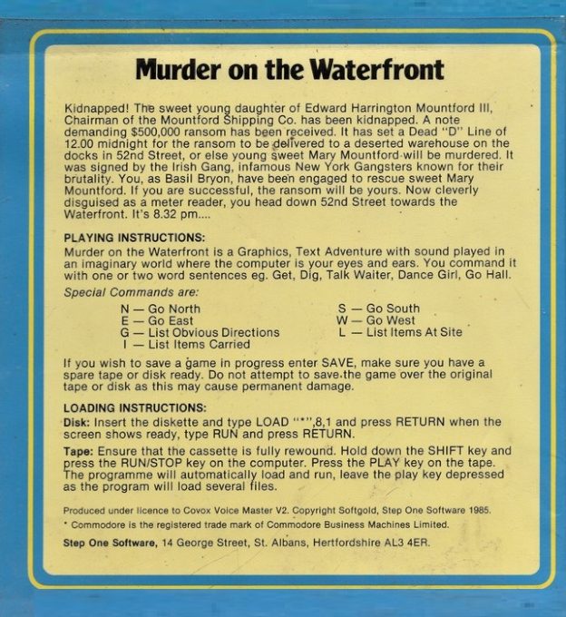 Murder on the Waterfront dos