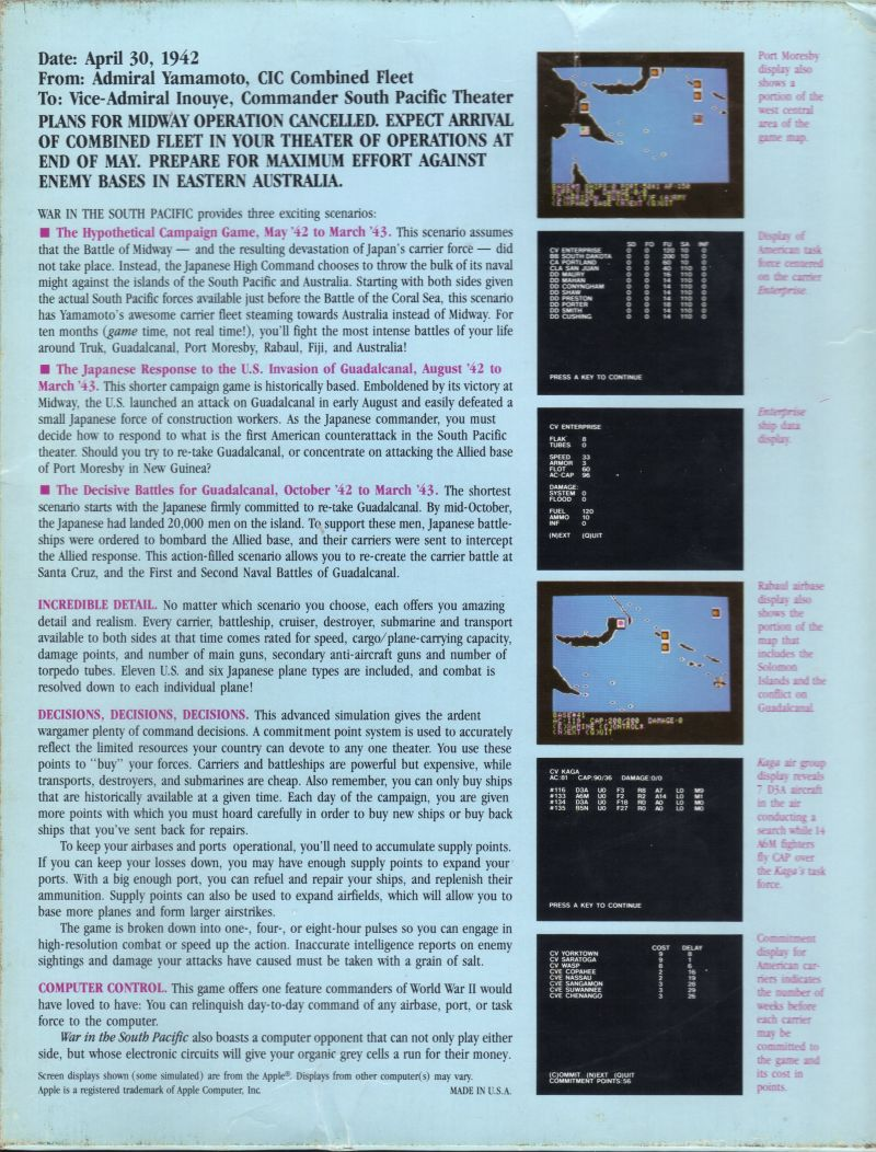 War In The South Pacific dos