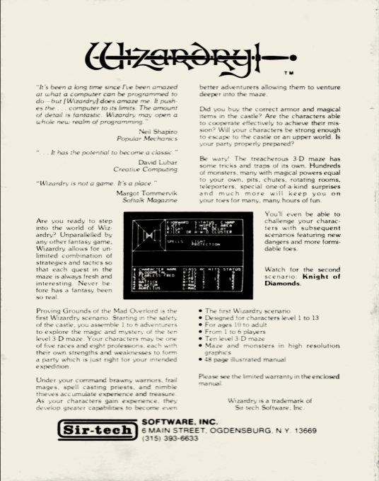 Wizardry : Proving Grounds of the Mad Overlord - Dos