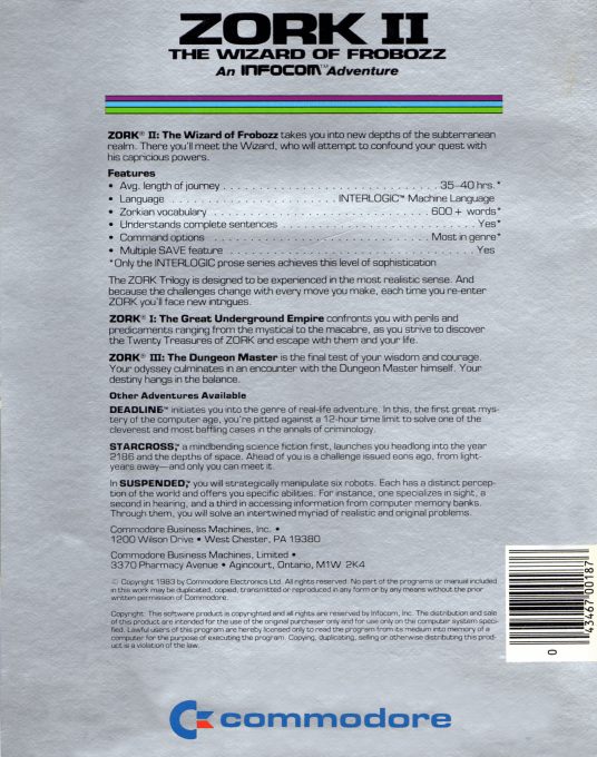 Zork II - The Wizard of Frobozz - Dos