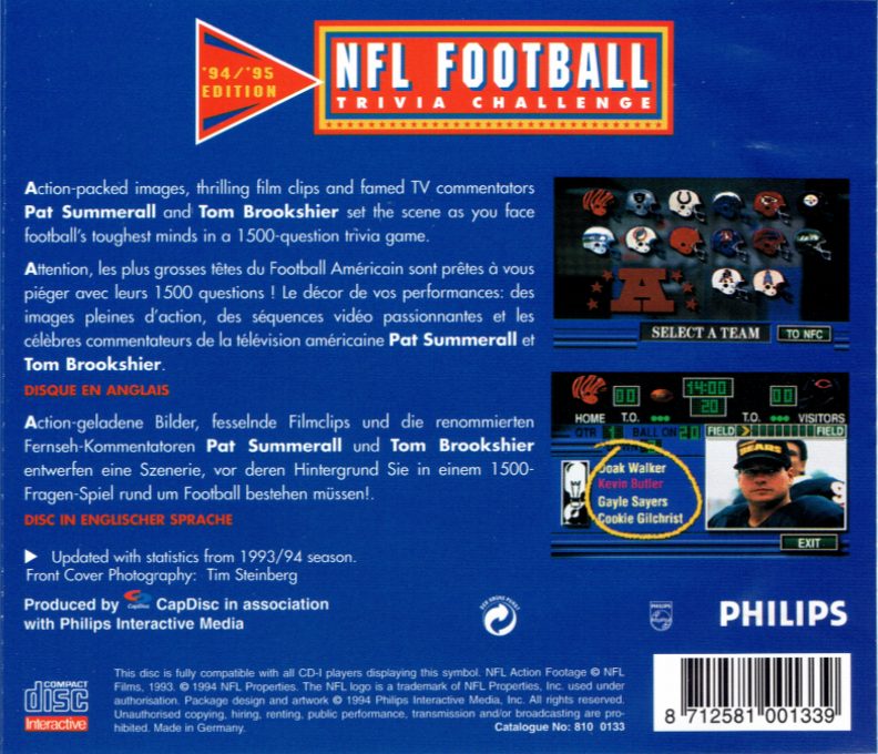 NFL Football Trivia Challenge '94-'95 Edition - Dos