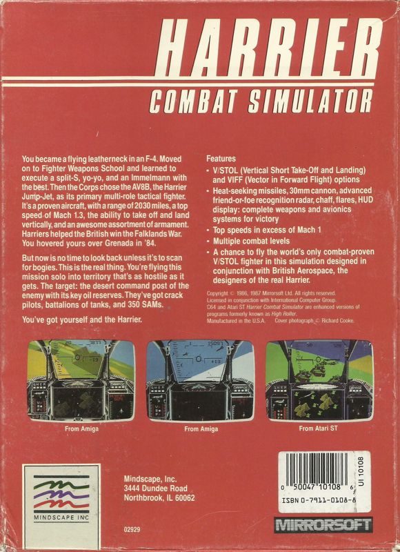 Harrier Combat Simulator dos