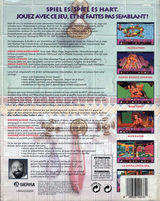 Leisure Suit Larry 6: Tu t'accroches ou tu décroches - Dos