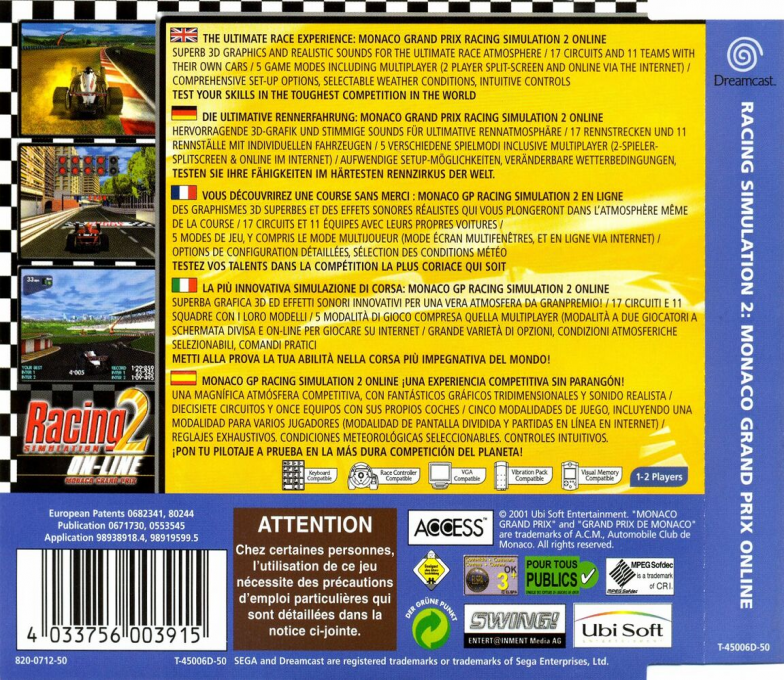 Racing Simulation 2 - Monaco Grand Prix Online - Dos
