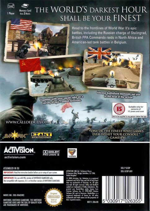 Call of Duty : Le Jour De Gloire - Dos