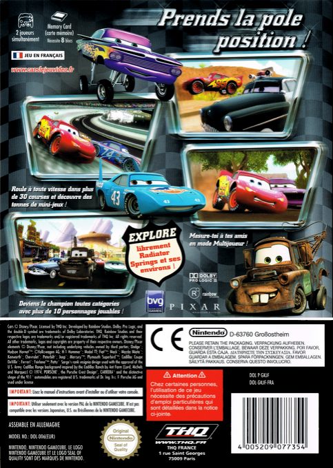 Cars : Quatre Roues - Dos
