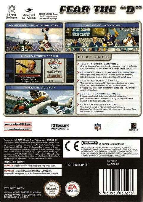 Madden NFL 2005 - Dos