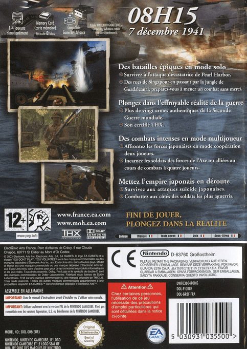 Medal of Honor : Soleil Levant - Dos