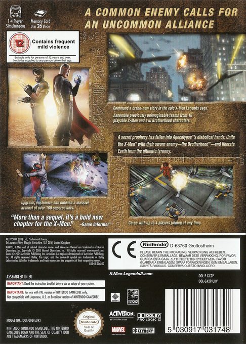 X-Men Legends II : L'Avenement d'Apocalypse - Dos