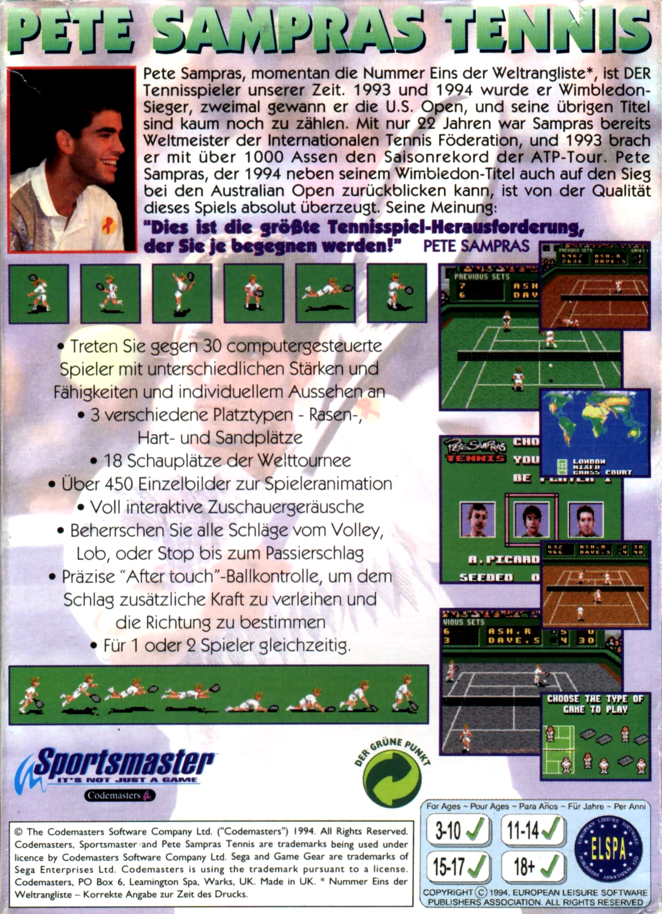 Pete Sampras Tennis - Dos