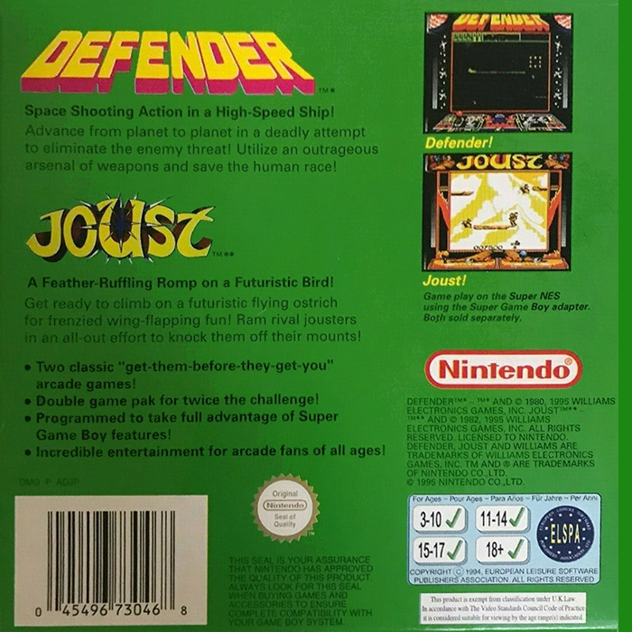 Arcade Classic No. 4 : Defender & Joust - Dos