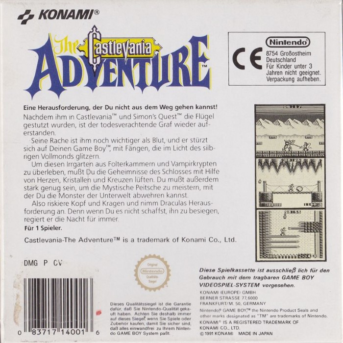 Castlevania : The Adventure - Dos