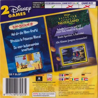 2 Disney Games - Lilo & Stitch 2 + Peter Pan - Return to Neverland - Dos