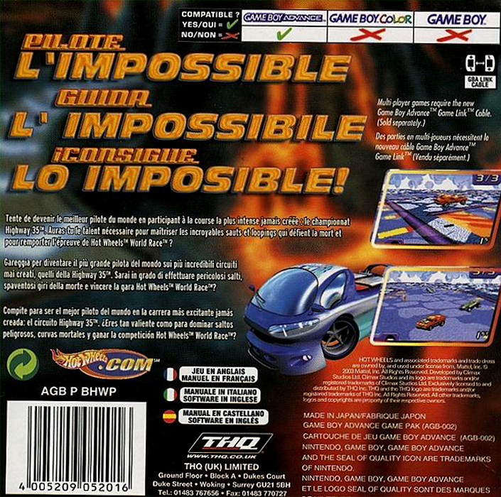 Hot Wheels : World Race - Dos