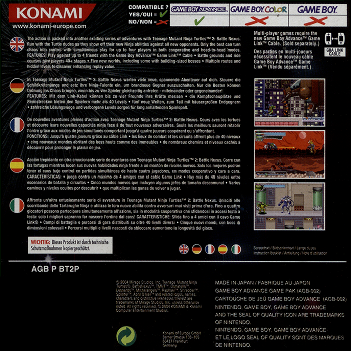 Teenage Mutant Ninja Turtles 2 : Battle Nexus - Dos