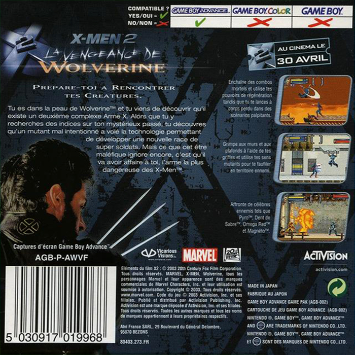X-Men 2 : La Vengeance de Wolverine - Dos