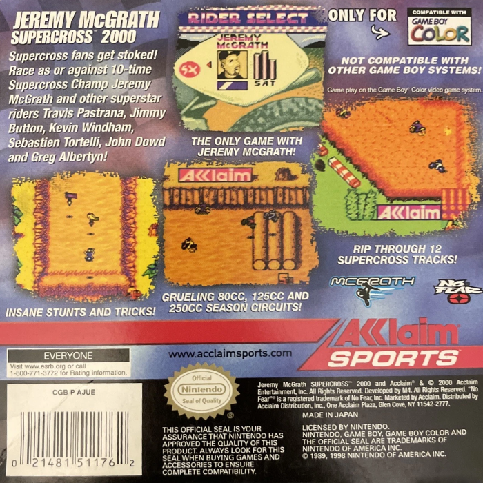 Jeremy McGrath Supercross 2000 - Dos