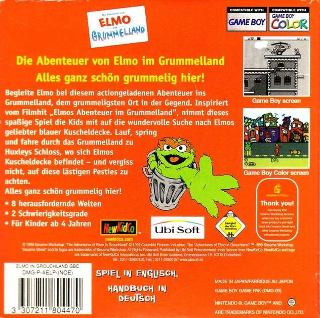Les Aventures d'Elmo à Grouchland - Dos