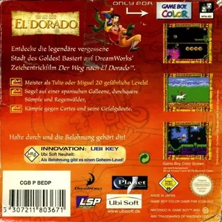 Pour l'Or et la Gloire : La Route d'Eldorado - Dos
