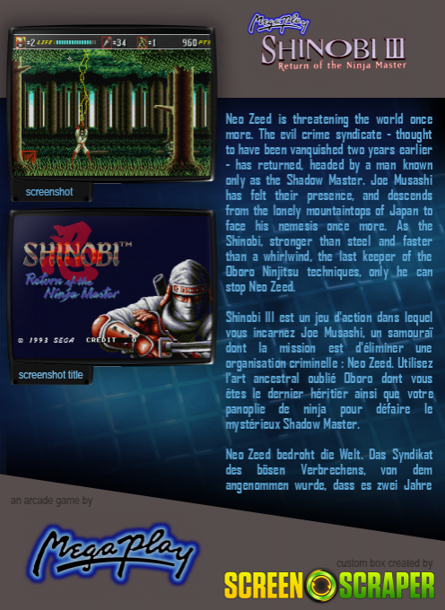 Shinobi III (Mega Play) dos