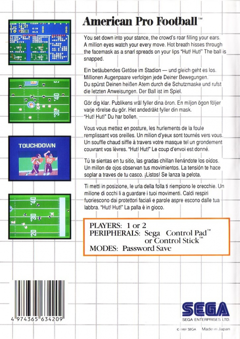 Walter Payton Football - Dos