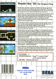 Wonder Boy III : The Dragon's Trap - Dos