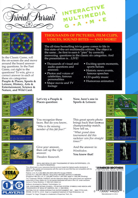 Trivial Pursuit : Interactive Multimedia Game - Dos