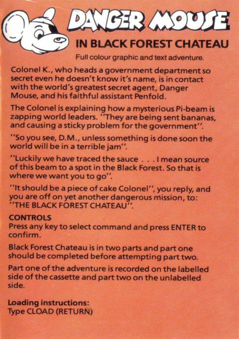 Danger Mouse In The Black Forest Chateau - Dos