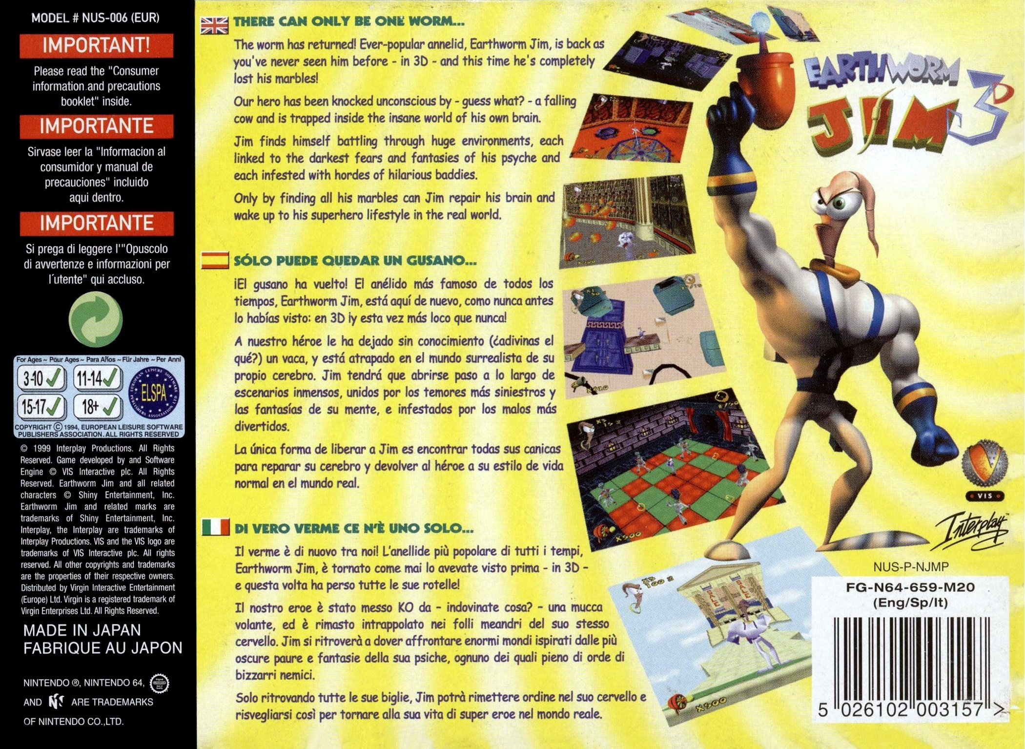 Earthworm Jim 3D - Dos